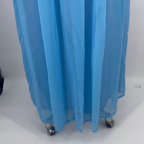 Handmade Women's Sleeveless Chiffon Crochet Knit Maxi Dress Fairy Core Blue Smal - Picture 5 of 16